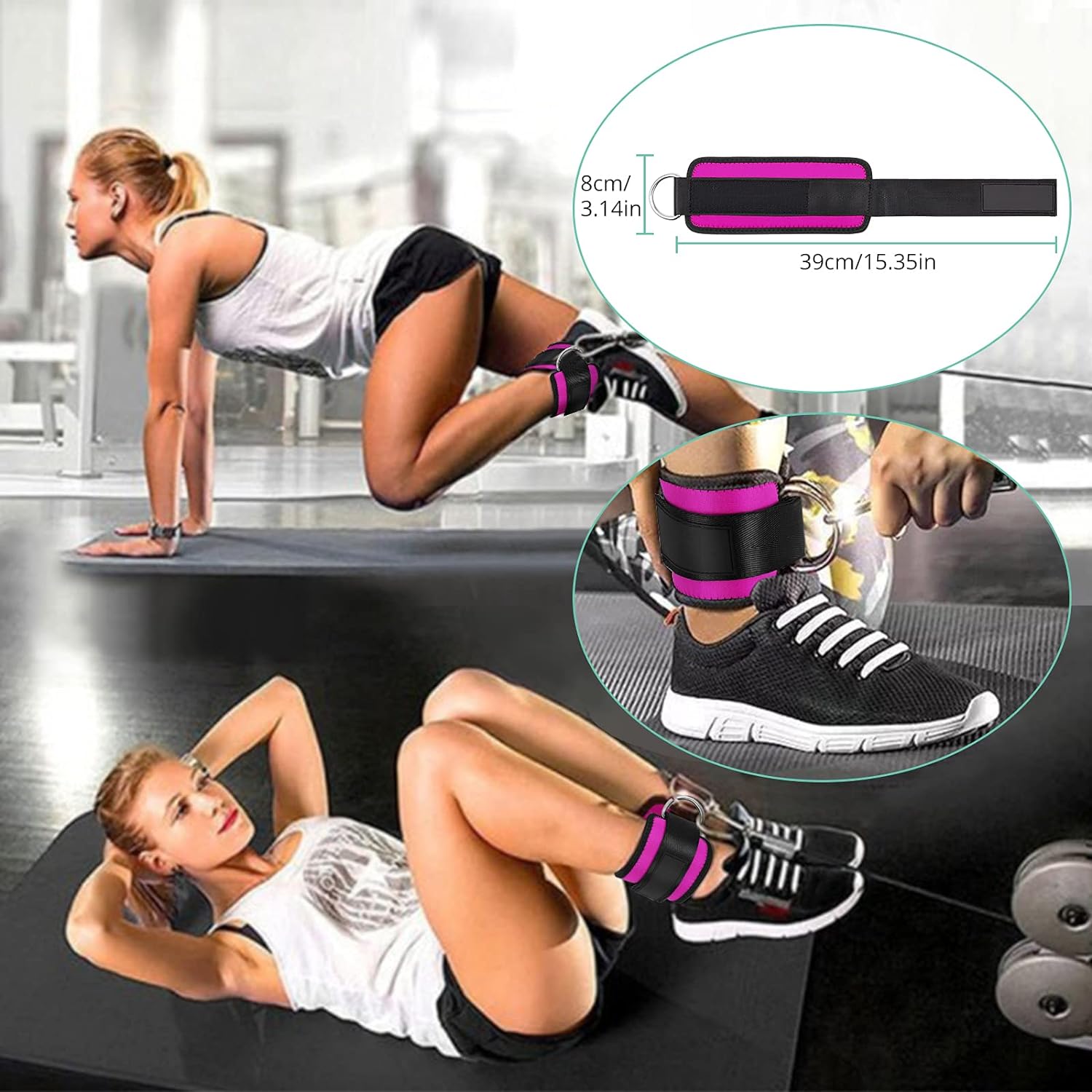 VINTEAM Barbell Pad Set for Squats Hip Thrusts Upgraded Bar Neck Pads Workout Foam Weightlifting Cushion with 2 Gym Ankle Straps 2 Hip Resistance Bands Fits Standard Olympic Bars with a Carry Bag