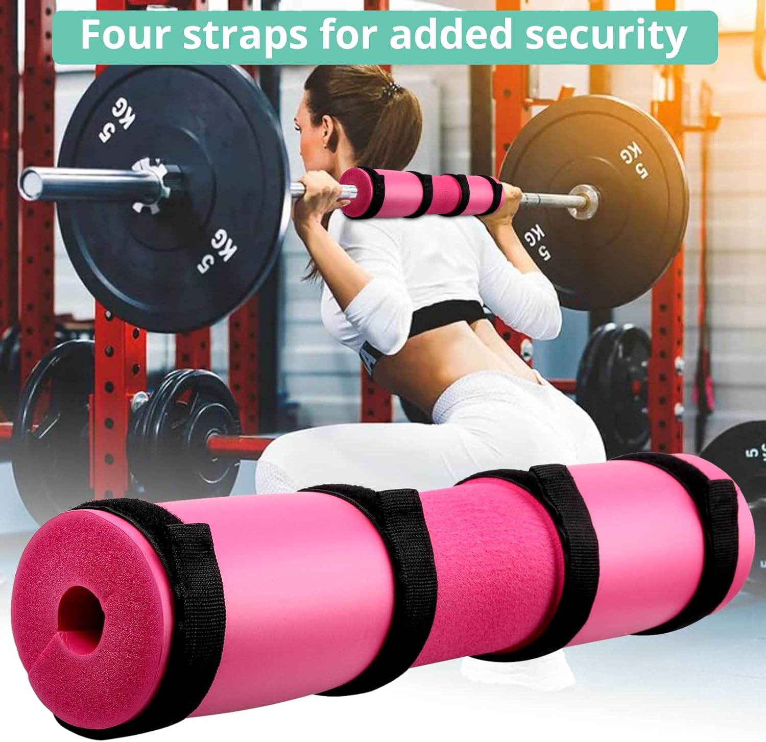 VINTEAM Barbell Pad Set for Squats Hip Thrusts Upgraded Bar Neck Pads Workout Foam Weightlifting Cushion with 2 Gym Ankle Straps 2 Hip Resistance Bands Fits Standard Olympic Bars with a Carry Bag