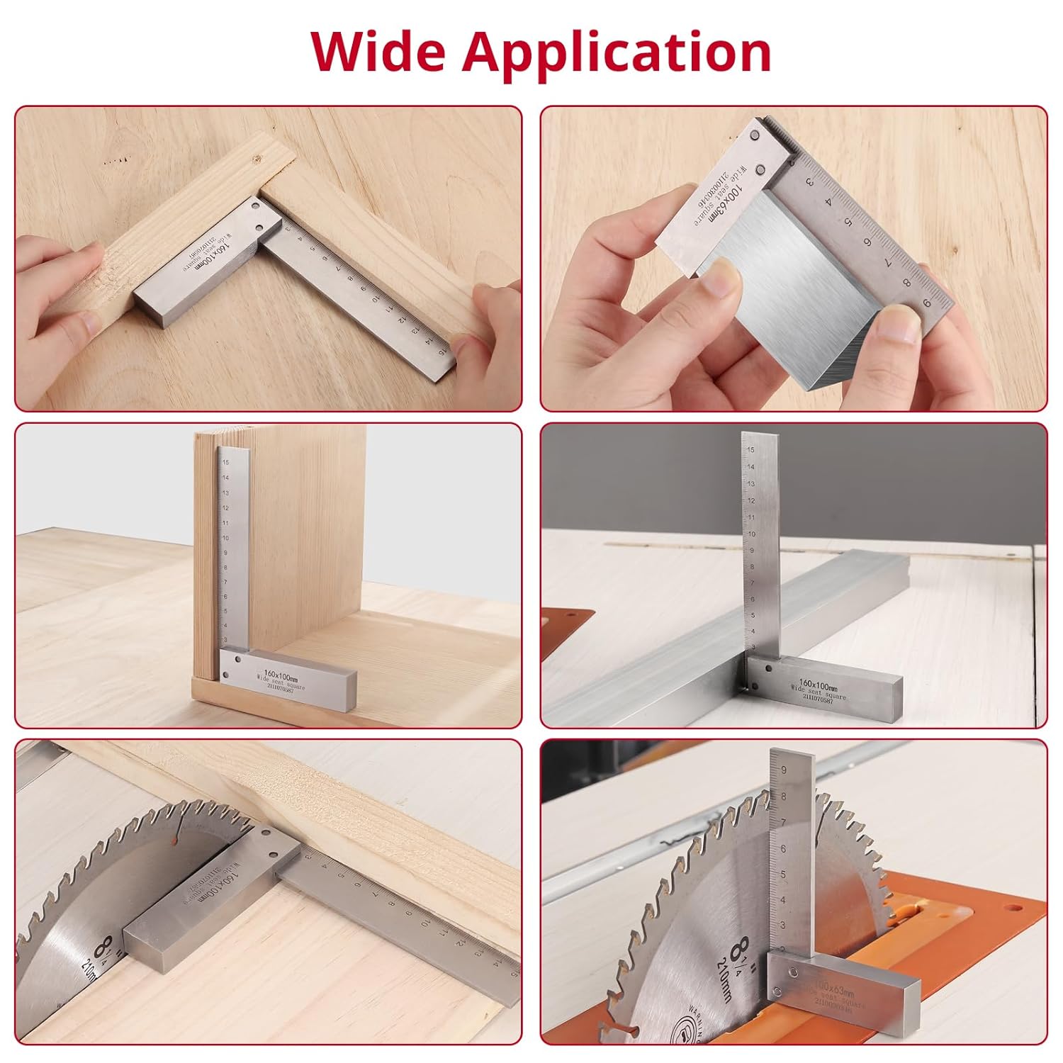 XUNTOP 4PCS Machinist Square 2, 3, 4 and 6 inch Squares Combinations, 90-Degree Right Angle Engineer Set Hardened Angle Ruler Hard Steel Construction Ideal for Precision Layout and Measurement Work