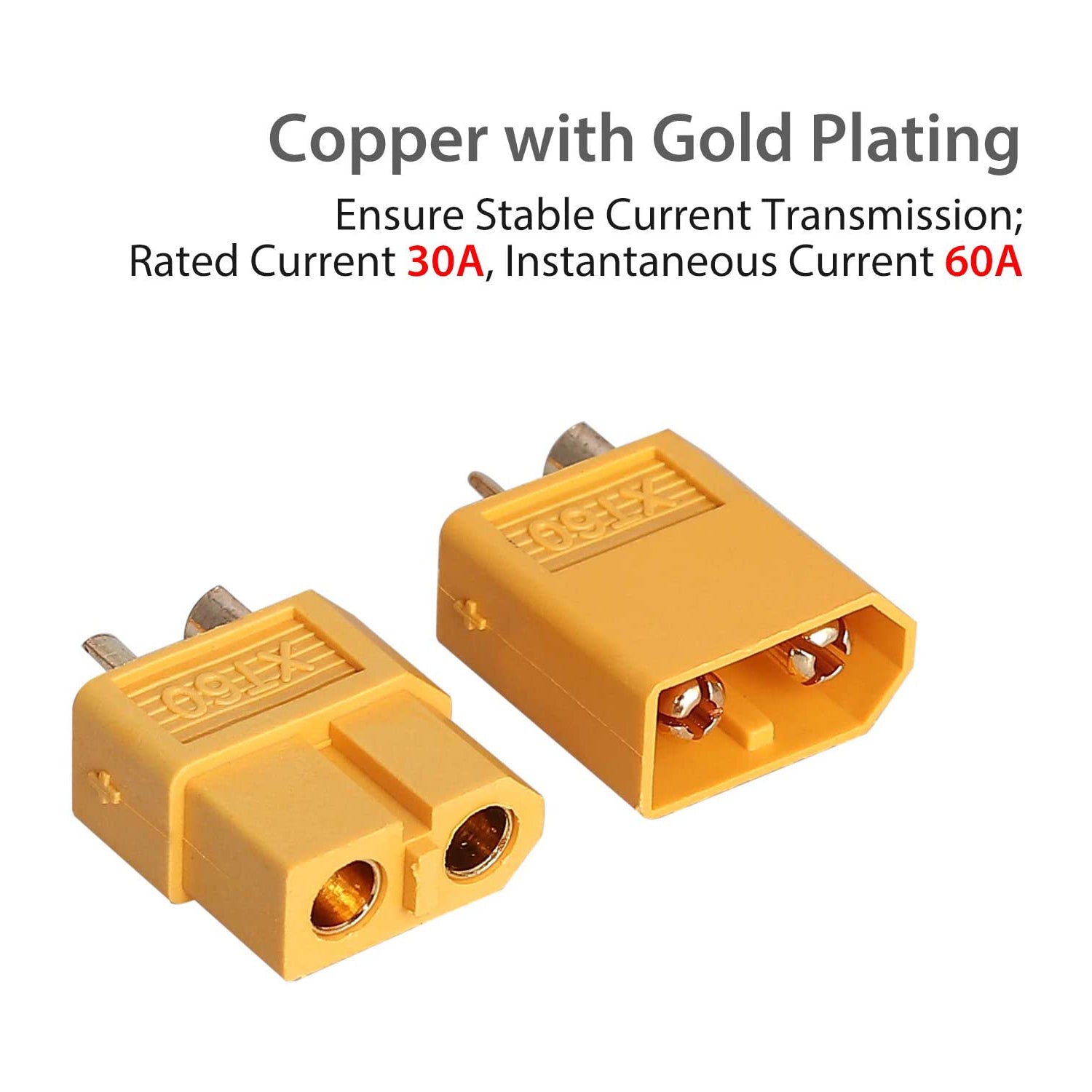 VinTeam 10 Pairs XT60 XT-60 Male Female Bullet Connectors Power Plugs with 5mm Heat Shrink Tubing for RC Lipo Battery