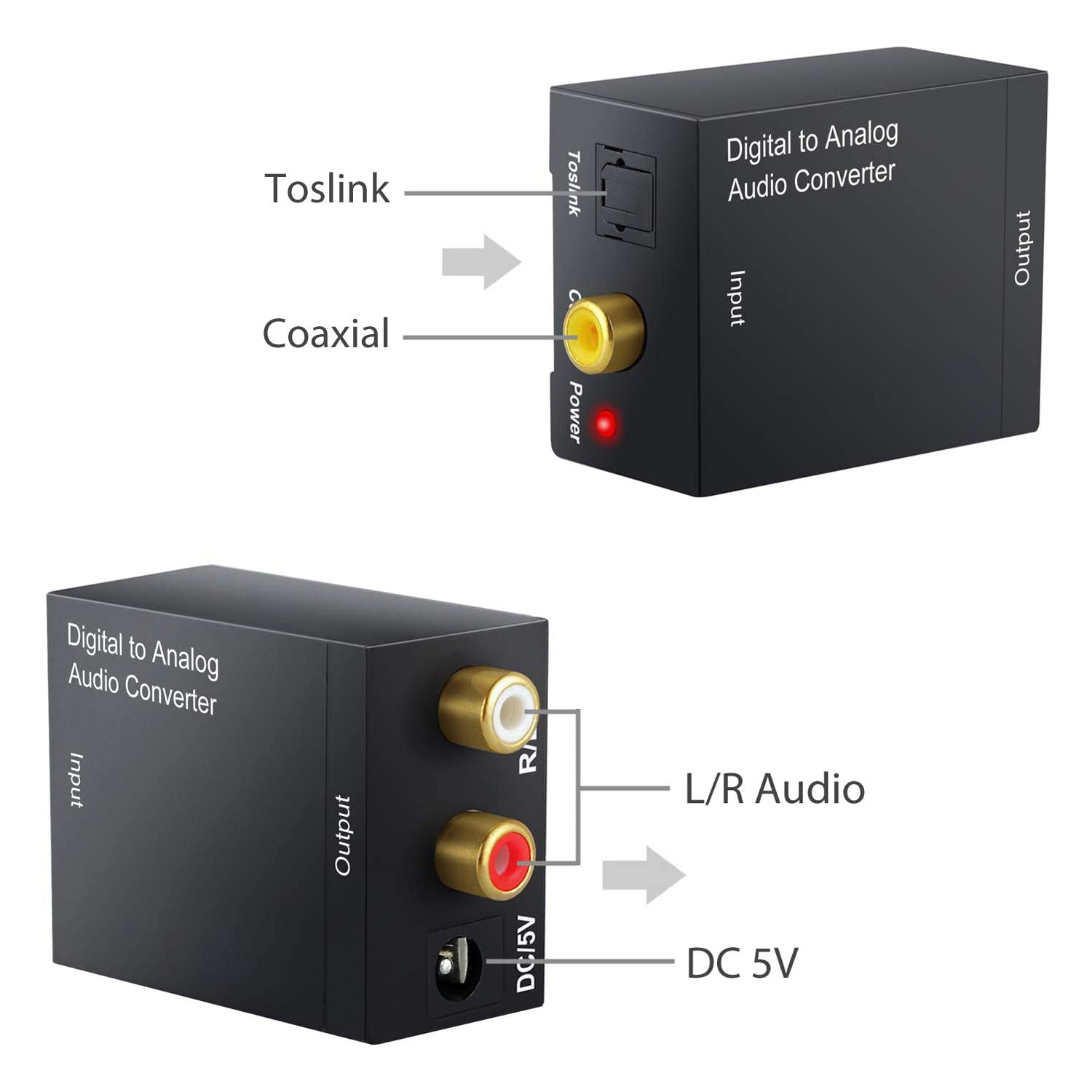 VinTeam DAC Converter Digital to Analog Audio Converter Digital SPDIF Toslink to Analog Stereo Audio RCA R/L for PS3 HD DVD Amps