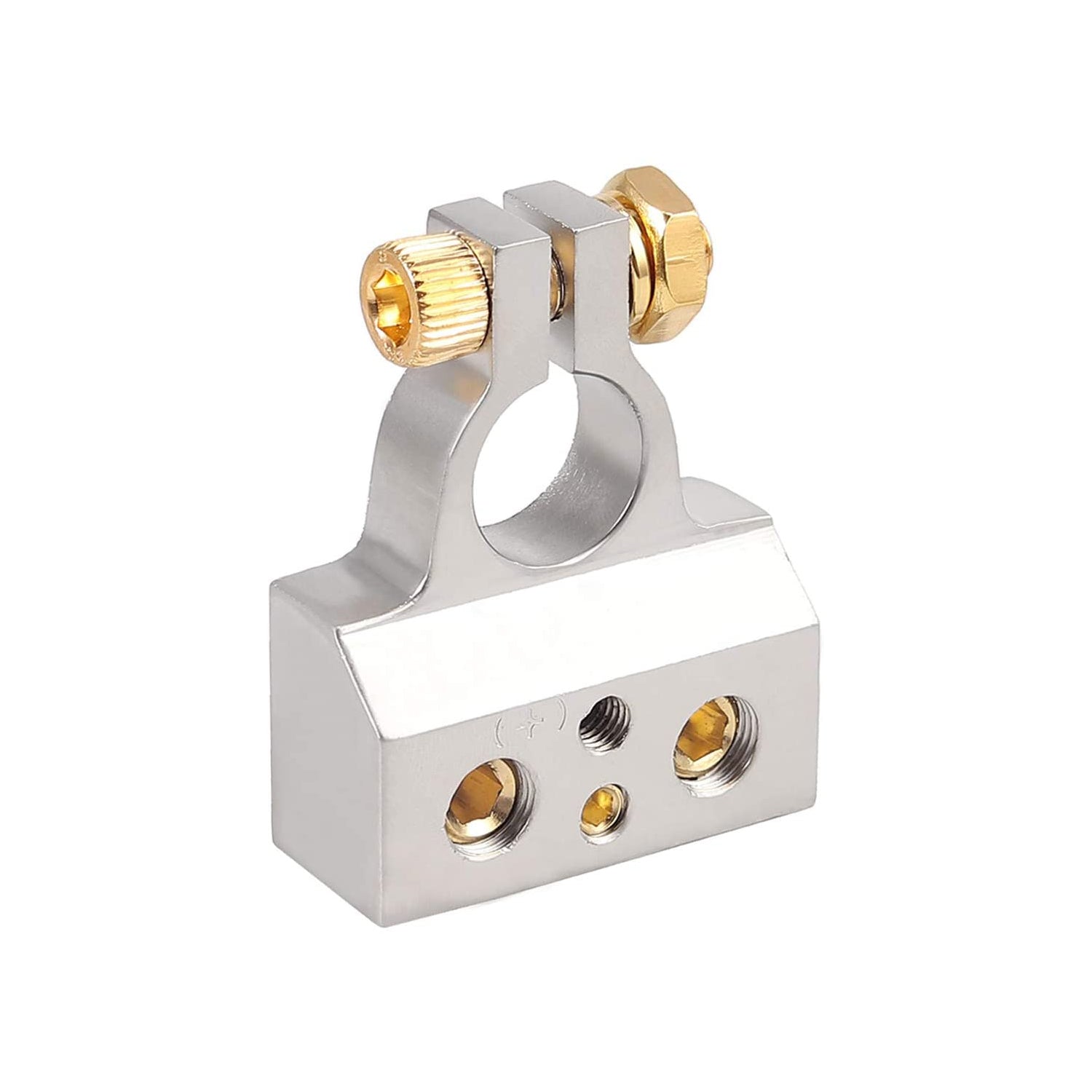 VinTeam Car Battery Terminal Connectors Kit 0/4/8 Or 10 Gauge AWG Positive & Negative Battery Terminal Clamp and Shims (Pair)+/- Battery Terminals for Car Auto Caravan Marine Boat Motorhome