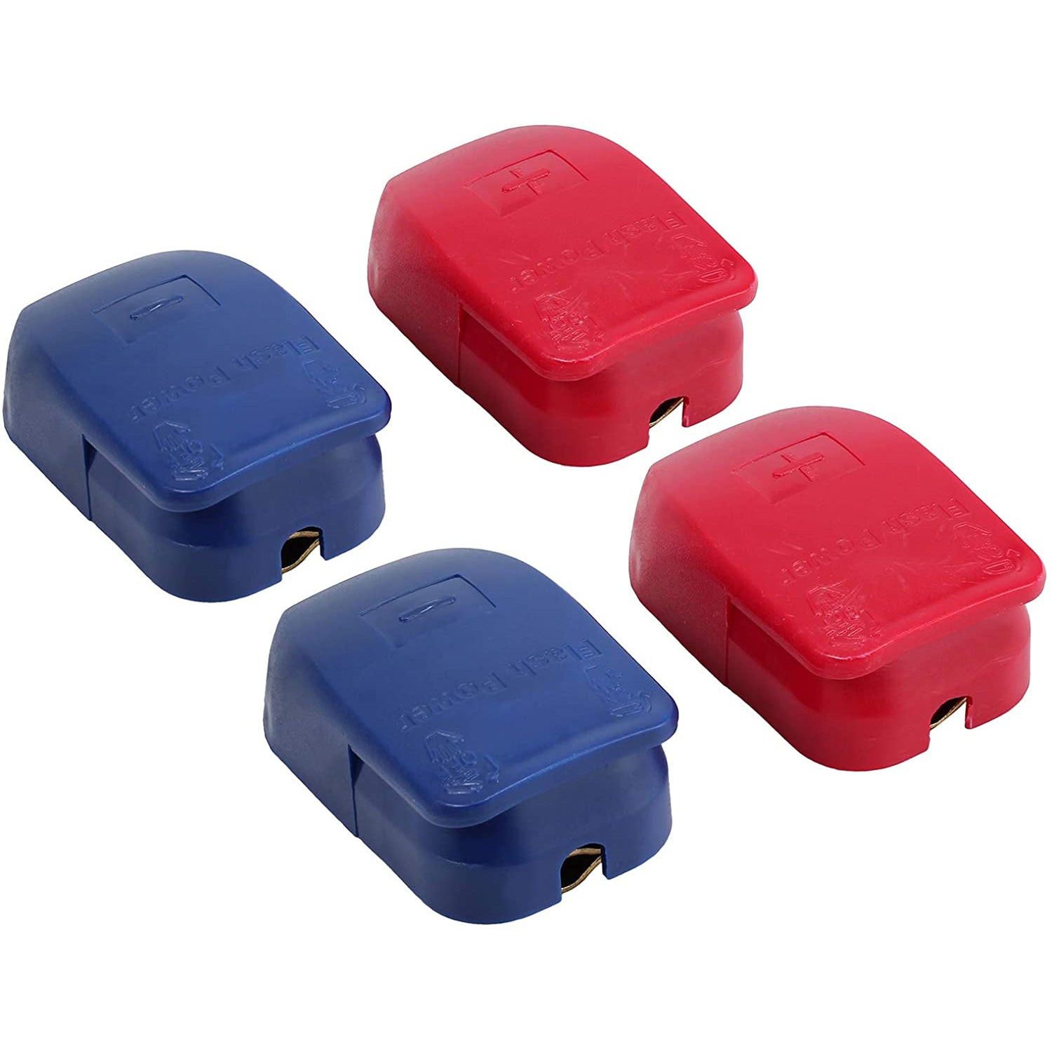 VinTeam 2 Pairs Quick Release Battery Terminal Connectors Quick Disconnect Terminals Brass Battery Terminal Clamps with Red (+) and Blue (-) Cover for Top Post Battery
