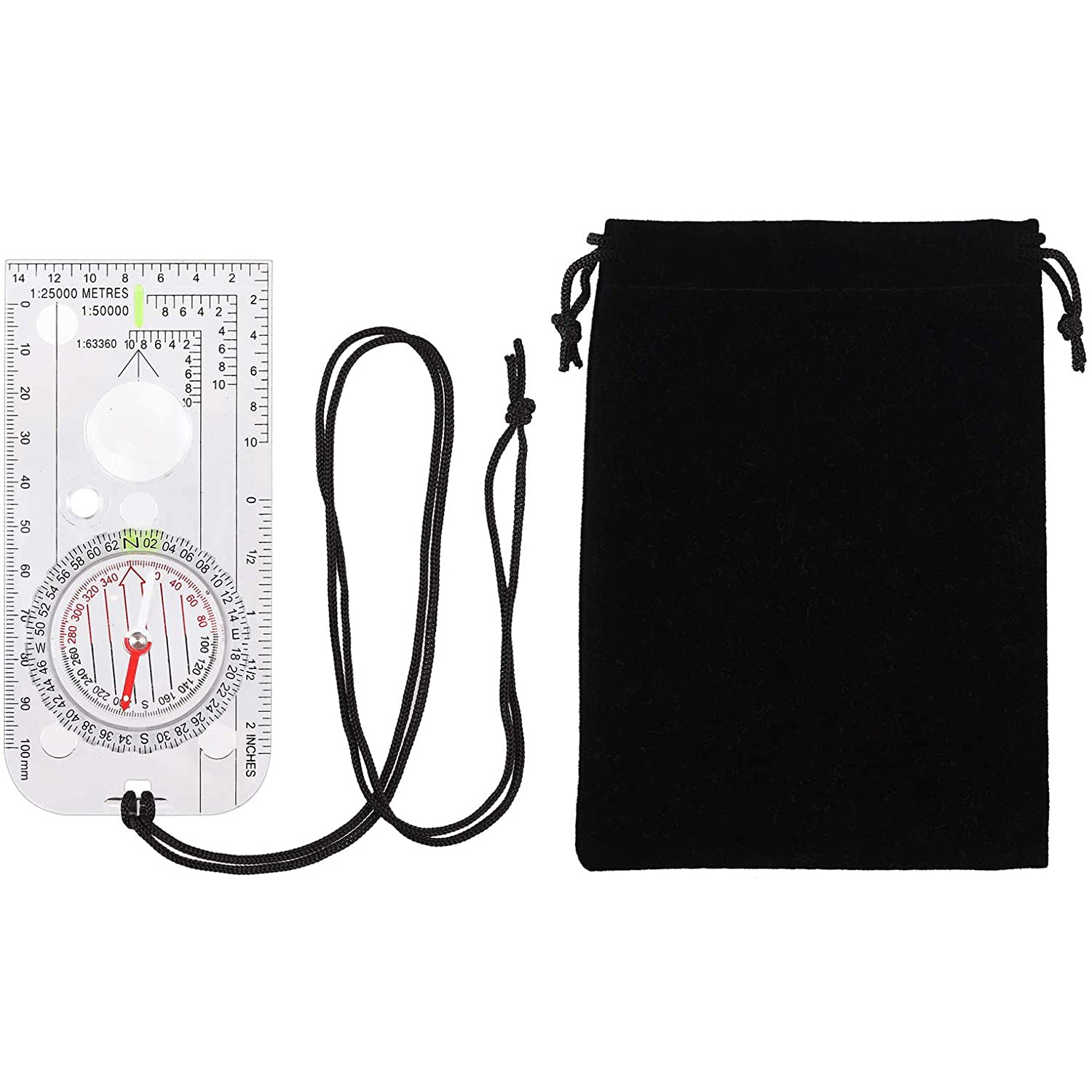 VinTeam Navigation Compass, Explorer Compass for Expedition Map Reading, Lightweight Map Ruler, Orienteering Compass with Adjustable Declination for Survival Hiking-Fully Waterproof with Carrying Bag