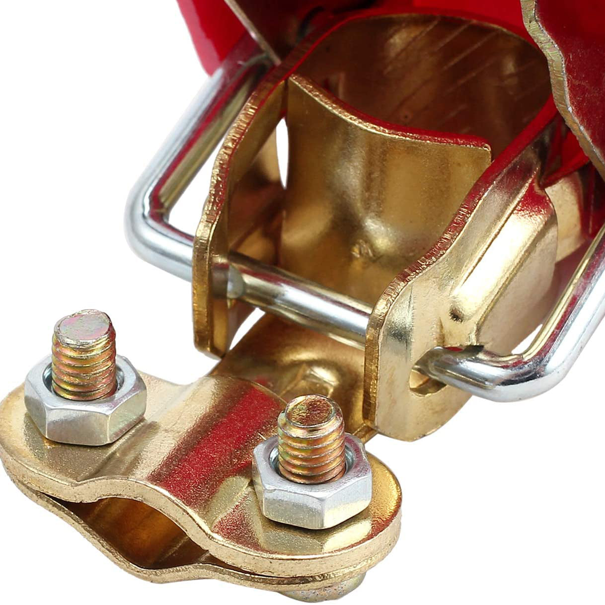 VinTeam 2 Pairs Quick Release Battery Terminal Connectors Quick Disconnect Terminals Brass Battery Terminal Clamps with Red (+) and Blue (-) Cover for Top Post Battery