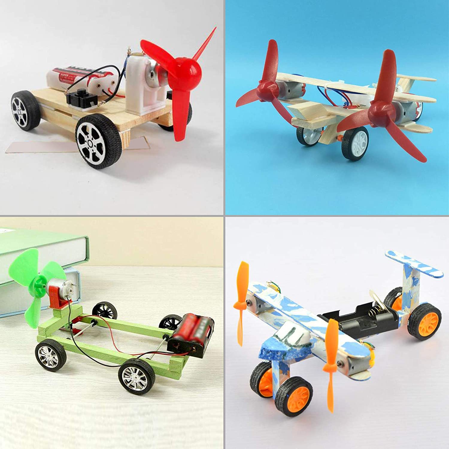 VinTeam 6 Set DC Motor Kit, Rectangular Electric 1.5-3V 24000RPM Mini Motor with 86 Pcs Plastic Gears, Motor Mounting Bracket,Boat Rocker Switch, Shaft Propeller for DIY Science Projects