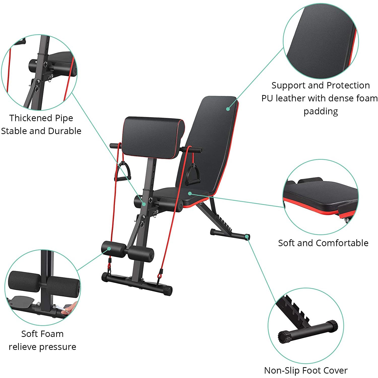 Weight Bench, VinTeam Fitness Benches 7-Level Adjustable, 700 lbs-capacity Bench Press Workout Set for Home Gym Full Body Training Exercise