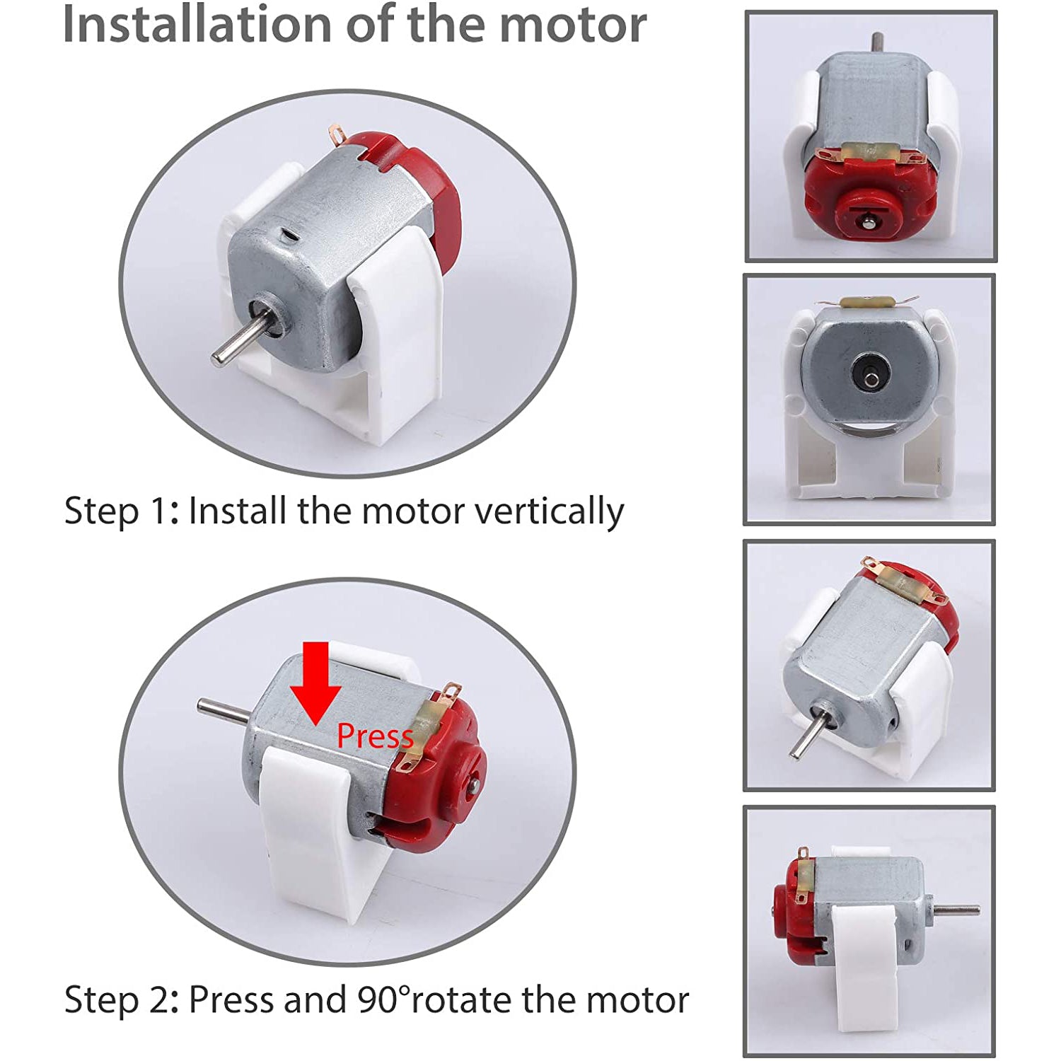 VinTeam 6 Set DC Motor Kit, Rectangular Electric 1.5-3V 24000RPM Mini Motor with 86 Pcs Plastic Gears, Motor Mounting Bracket,Boat Rocker Switch, Shaft Propeller for DIY Science Projects