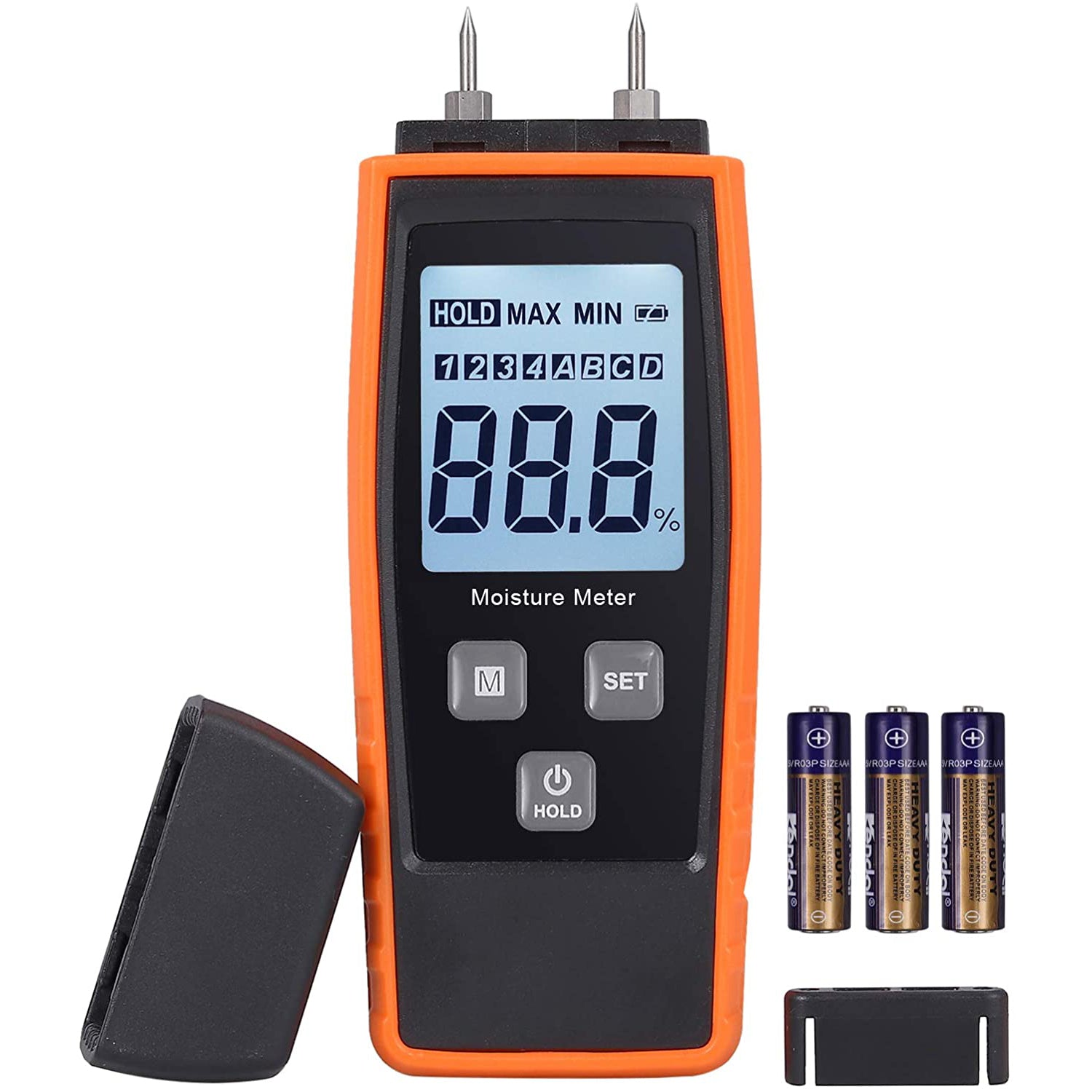 VinTeam Wood Moisture Meter Digital Moisture Detector LCD Moisture Tester with 2 Test Pins Water Leak Detector Damp Tester for Wood Building Material Firewood Walls Paper Floor Cement Mortar