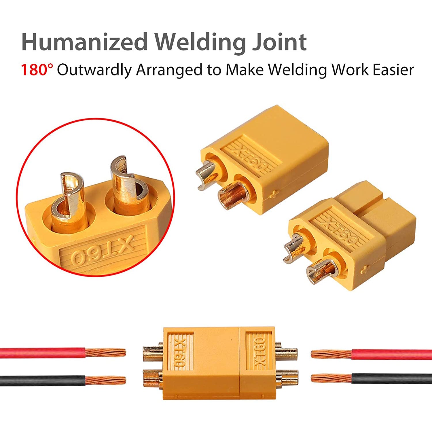 VinTeam 10 Pairs XT60 XT-60 Male Female Bullet Connectors Power Plugs with 5mm Heat Shrink Tubing for RC Lipo Battery