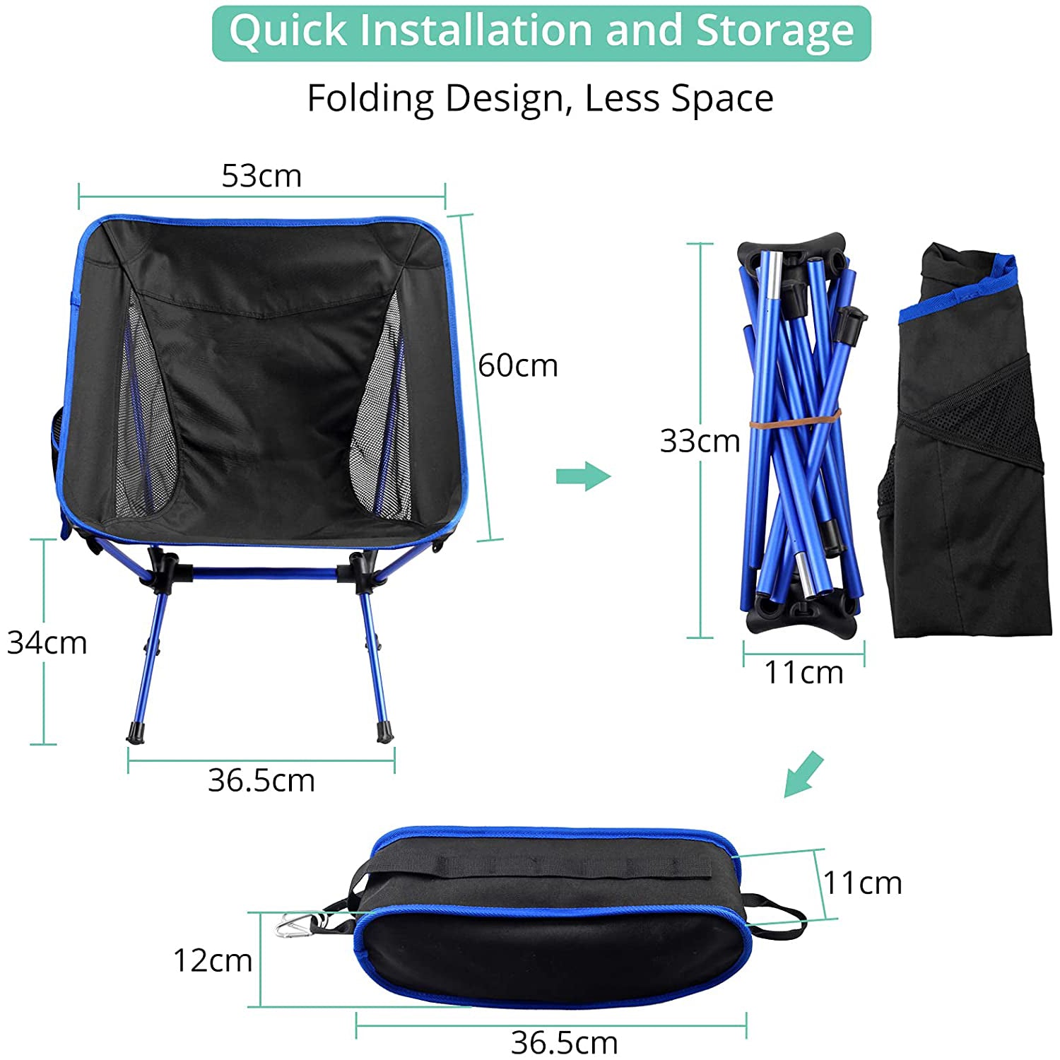 Camping Chair, VinTeam Ultralight Folding Camping Chair, Portable Compact for Outdoor Camp, Travel, Beach, Picnic, Festival, Hiking, Lightweight Backpacking
