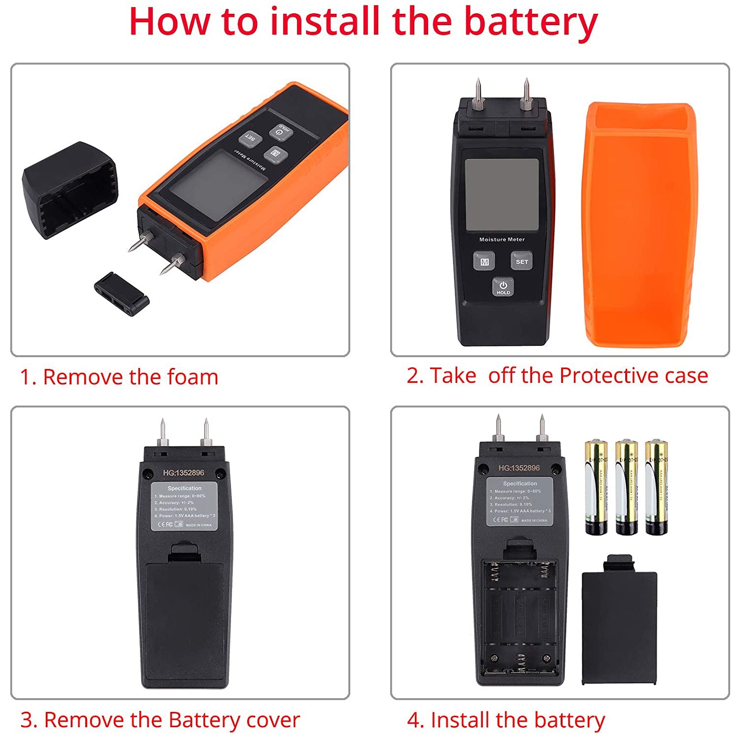 VinTeam Wood Moisture Meter Digital Moisture Detector LCD Moisture Tester with 2 Test Pins Water Leak Detector Damp Tester for Wood Building Material Firewood Walls Paper Floor Cement Mortar
