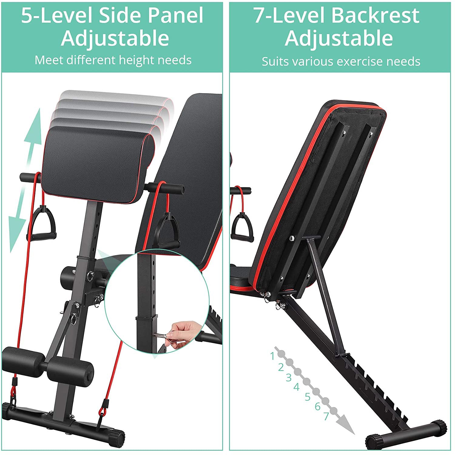 Weight Bench, VinTeam Fitness Benches 7-Level Adjustable, 700 lbs-capacity Bench Press Workout Set for Home Gym Full Body Training Exercise