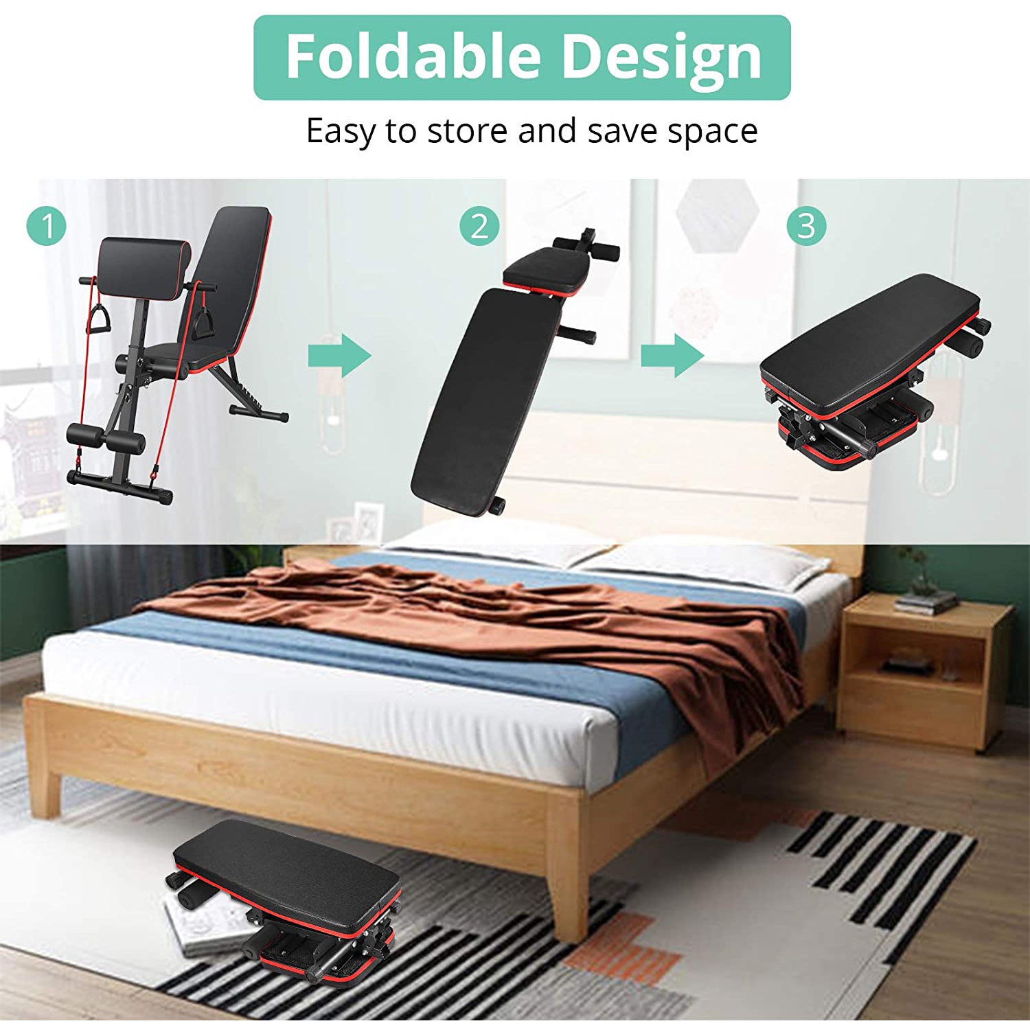 Weight Bench, VinTeam Fitness Benches 7-Level Adjustable, 700 lbs-capacity Bench Press Workout Set for Home Gym Full Body Training Exercise