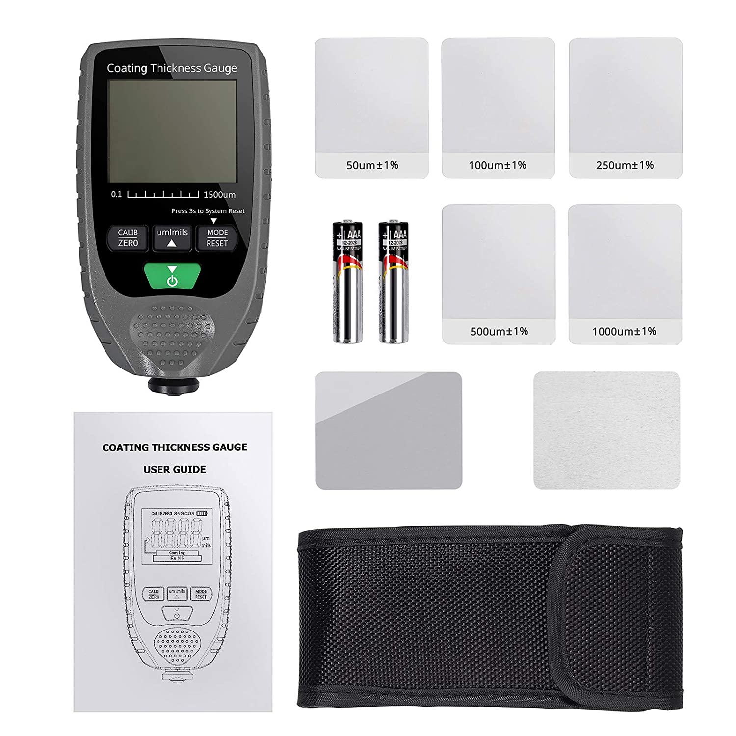 VinTeam Car Paint Coating Thickness Gauge Meter Handheld with Backlight LCD Display for Steel Aluminum Car 0-1500um