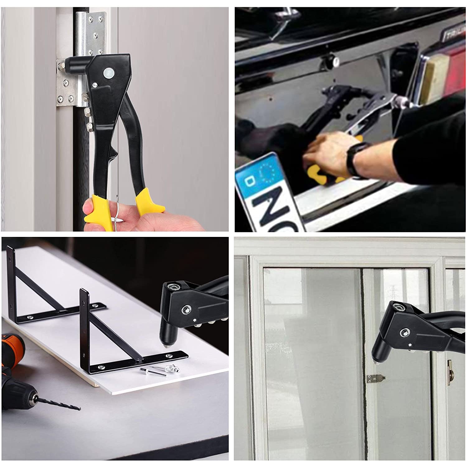 VinTeam Professional Pop Rivet Gun with 200 Rivets Hand Repair Tools Riveter, Heavy Duty Hand Riveter Set for Metal, Wooden and Plastic