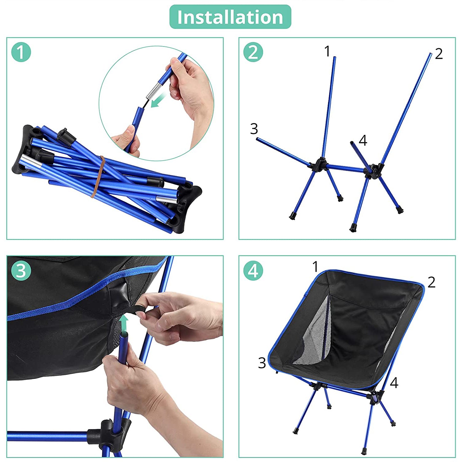 Camping Chair, VinTeam Ultralight Folding Camping Chair, Portable Compact for Outdoor Camp, Travel, Beach, Picnic, Festival, Hiking, Lightweight Backpacking
