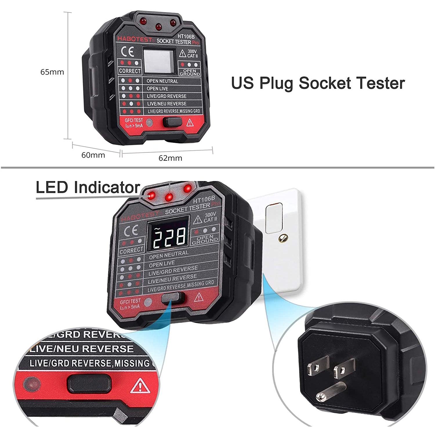 VinTeam Voltage Test Kit Digital Multimeter Non-Contact Voltage Tester Pen and Socket Tester Outlet Tester Electrical Test Kit Voltage Detector with LED Flashlight