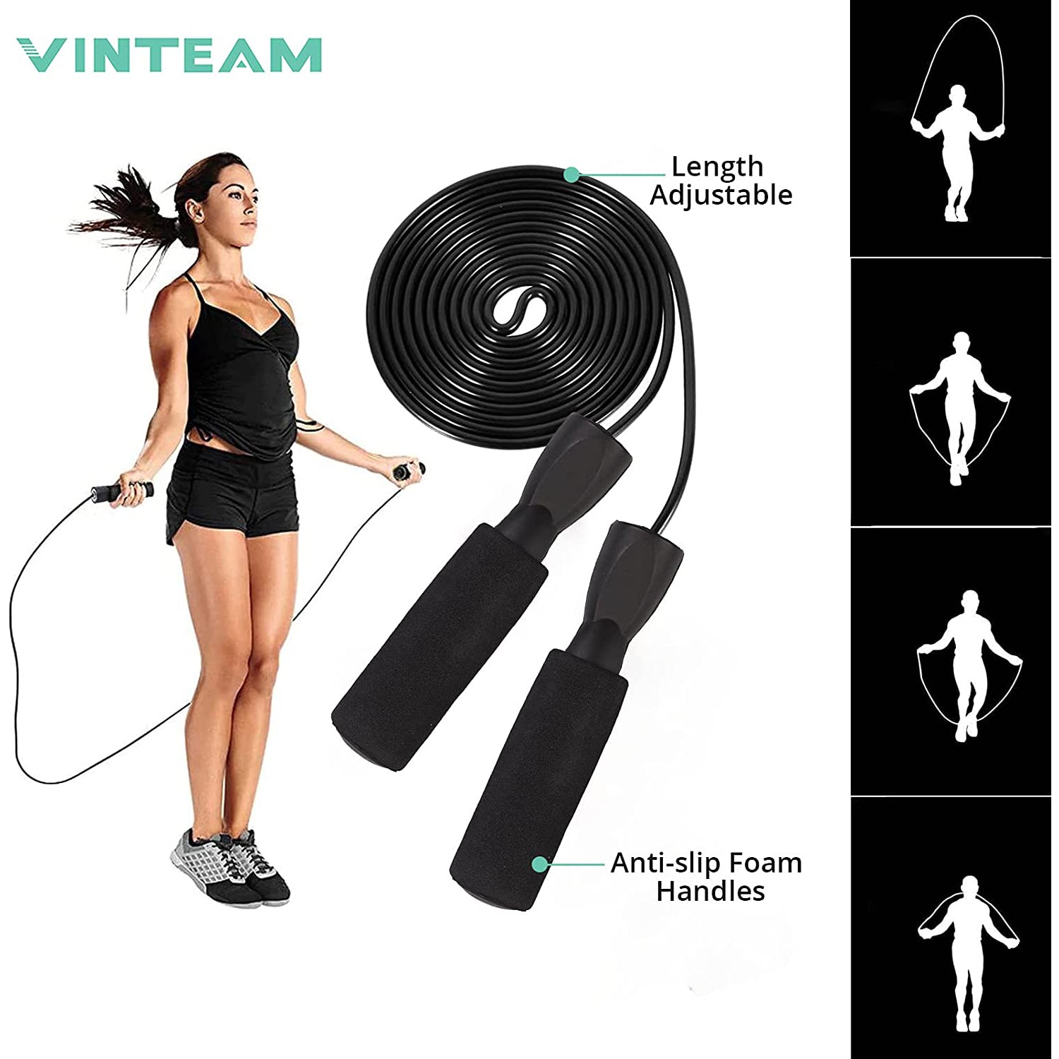 VINTEAM AB Roller Kit, 6-in-1 Wheel Rollers Set with Push-Up Bars, Jump Rope, Knee Pad, Resistance Band, Portable Fitness Equipment for Home & Gym Abdominal Core Exercise Strength Training Workout