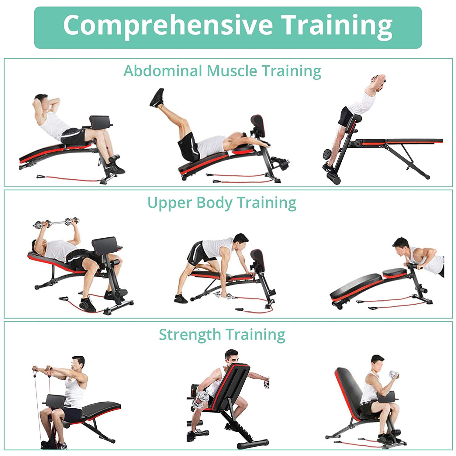 Weight Bench, VinTeam Fitness Benches 7-Level Adjustable, 700 lbs-capacity Bench Press Workout Set for Home Gym Full Body Training Exercise