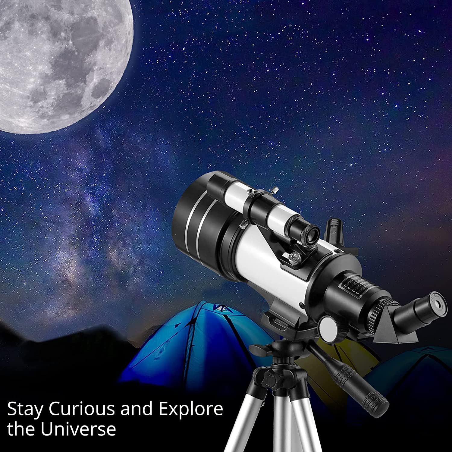 Telescope for Kids and Beginner, VinTeam Professional Astronomical Refractor Telescope with 70mm Aperture And 300mm Focal Length, Adjustable Tripod Stand, Refraction Monoculars and Mobile Phone Holder