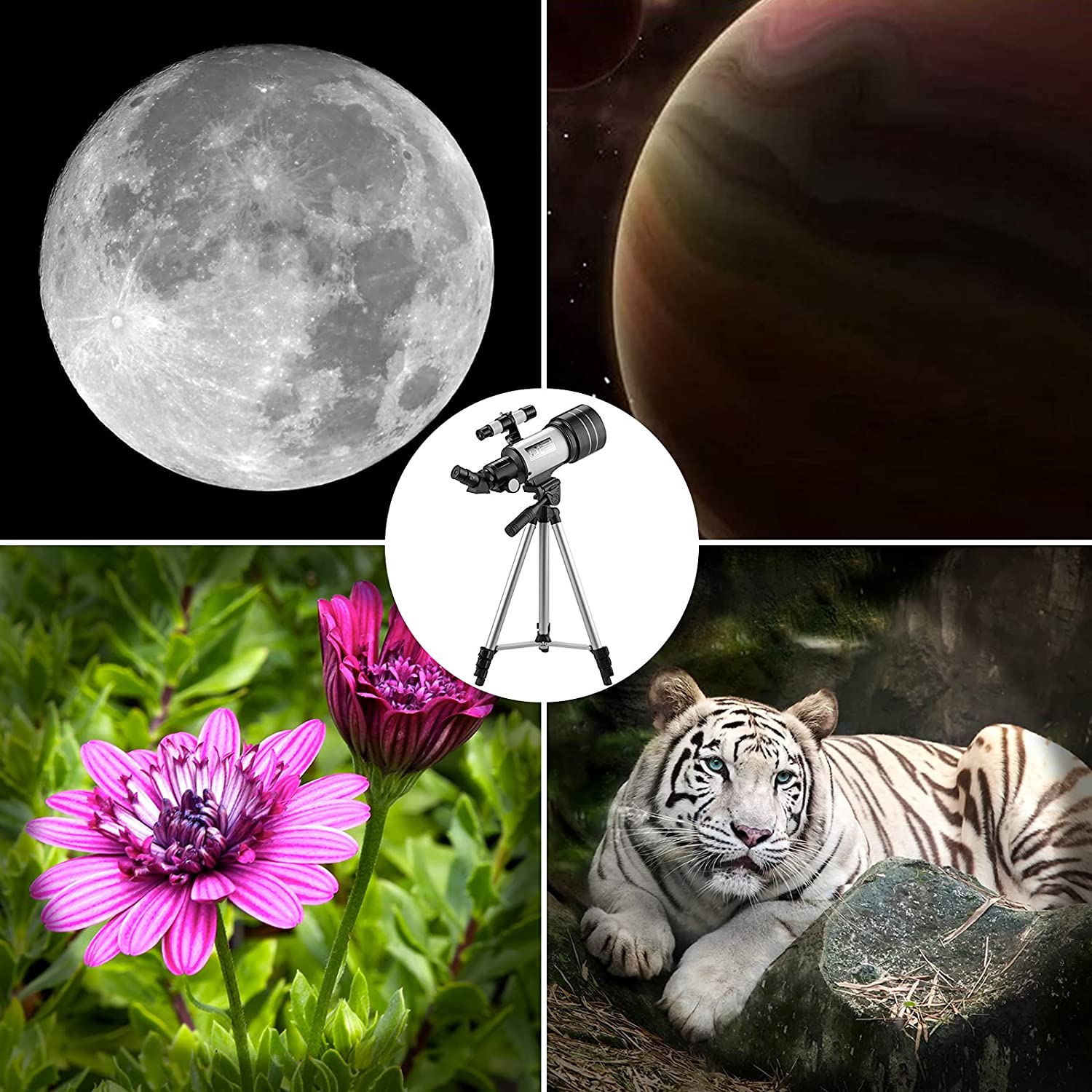 Telescope for Kids and Beginner, VinTeam Professional Astronomical Refractor Telescope with 70mm Aperture And 300mm Focal Length, Adjustable Tripod Stand, Refraction Monoculars and Mobile Phone Holder