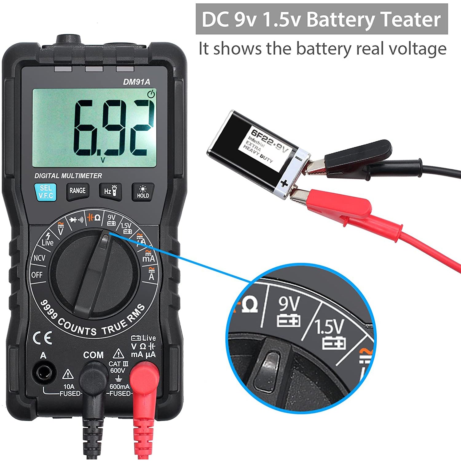 VinTeam Digital Multimeter 9999 Counts TRMS Auto Range Multi Tester NCV Detector DC AC Voltage Current Meter Capacitance Diode and Continuity Tester