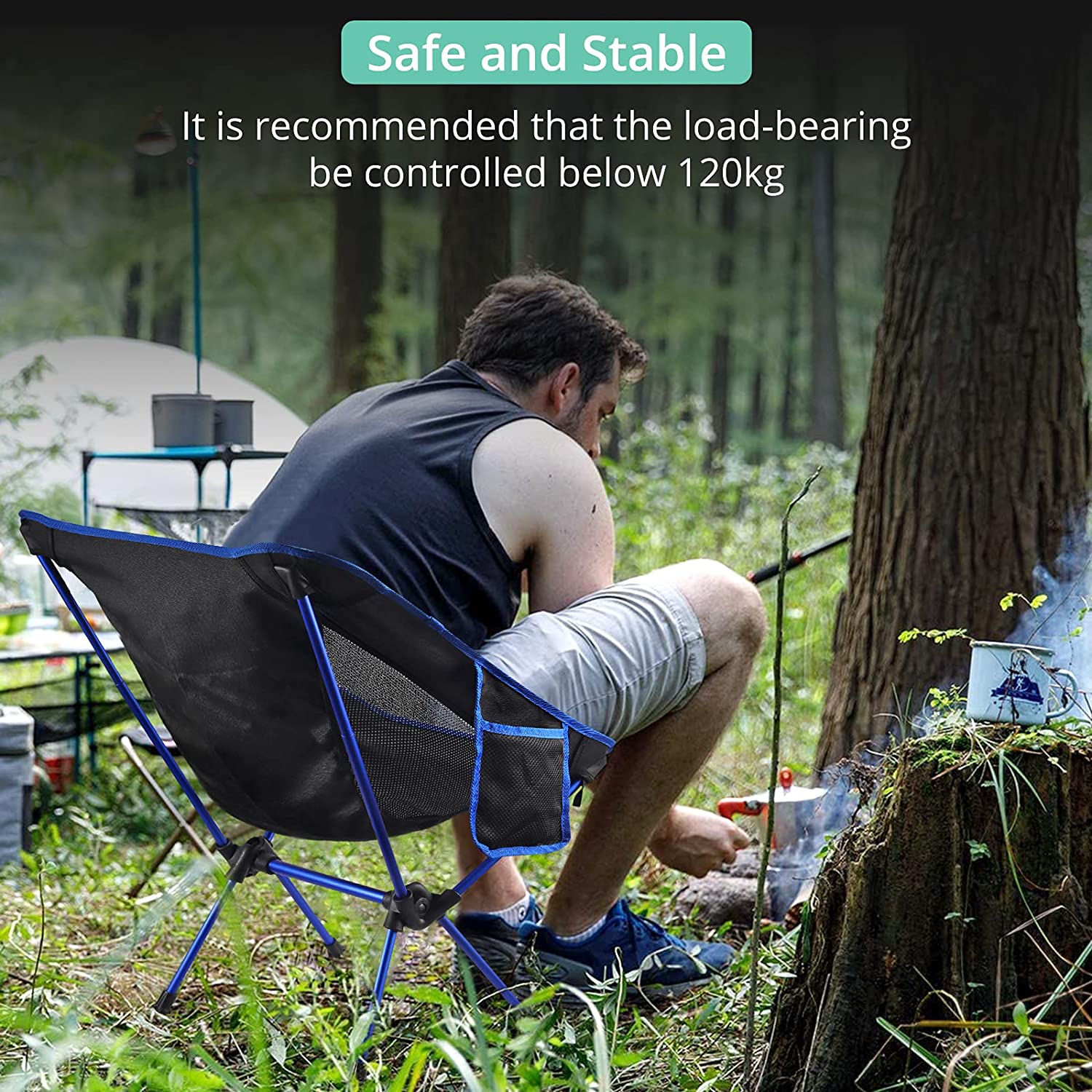 Camping Chair, VinTeam Ultralight Folding Camping Chair, Portable Compact for Outdoor Camp, Travel, Beach, Picnic, Festival, Hiking, Lightweight Backpacking