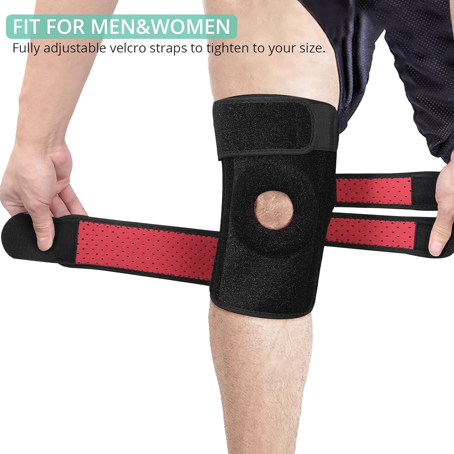 VINTEAM Knee Brace Support 30-50cm Adjustable Neoprene Breathable Knee Sleeve Elastic Compression Knee Protector for Stability,Injury Recovery and Sports Open Patella Dual Stabilizers for Men & Women