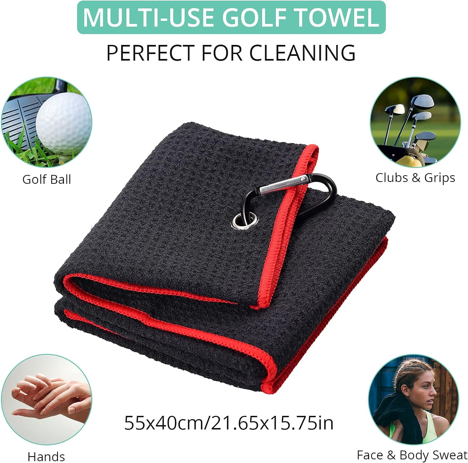 VINTEAM Golf Accessories Gift Set, Golf Towel, Golf Club Brush with Groove Cleaner, Foldable Divot Repair Tool with Ball Marker, Club Groove Cleaner Set and Golf Tee Holder - Golf Club Cleaning Kit