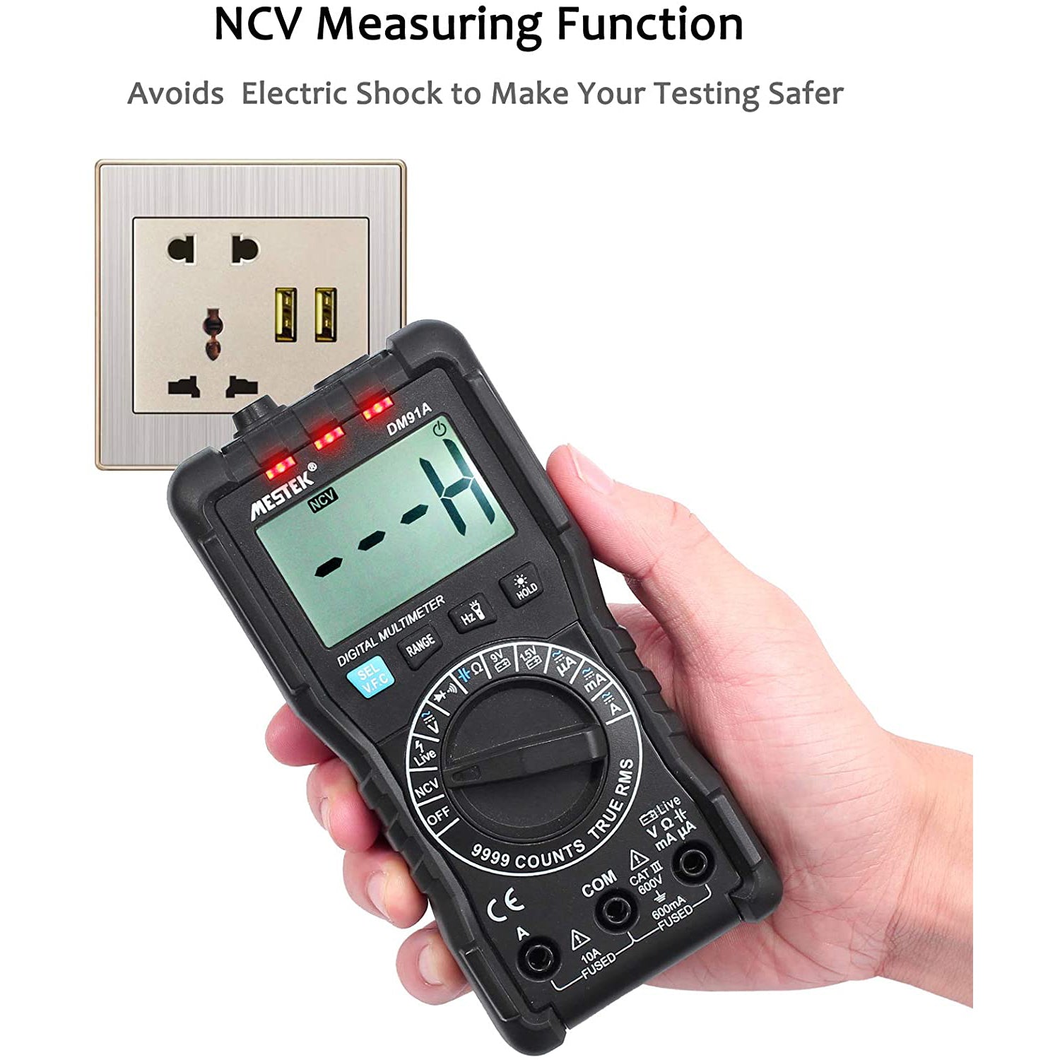VinTeam Digital Multimeter 9999 Counts TRMS Auto Range Multi Tester NCV Detector DC AC Voltage Current Meter Capacitance Diode and Continuity Tester