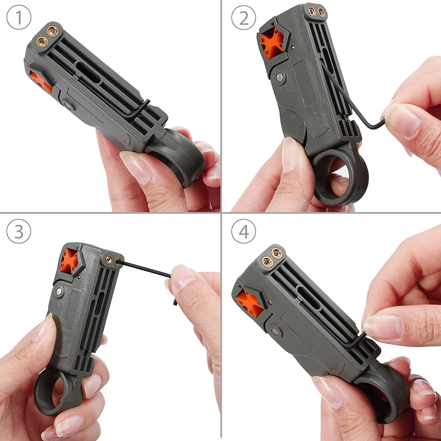 VinTeam Coax Cable Crimper, Coaxial Compression Tool Kit Wire Stripper with Rotary Coaxial Cable Cutter and 20 Pcs F-Type RG6 RG59 Connectors