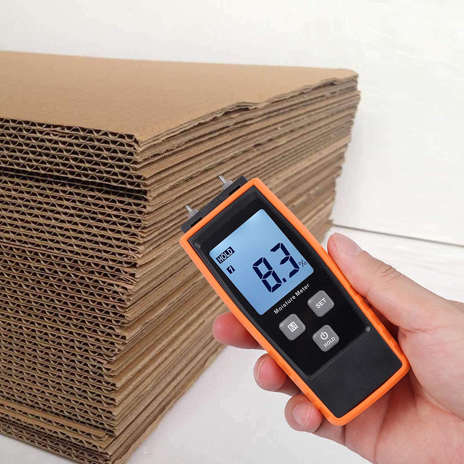 VinTeam Wood Moisture Meter Digital Moisture Detector LCD Moisture Tester with 2 Test Pins Water Leak Detector Damp Tester for Wood Building Material Firewood Walls Paper Floor Cement Mortar