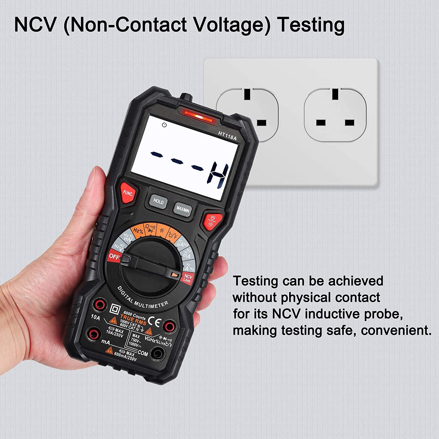 VinTeam Digital Multimeter 6000 Count TRMS Multimeter AC/DC Voltage/Current NCV Capacitance Temperature Resistance Diode Continuity with 5 Colors Multimeter Leads