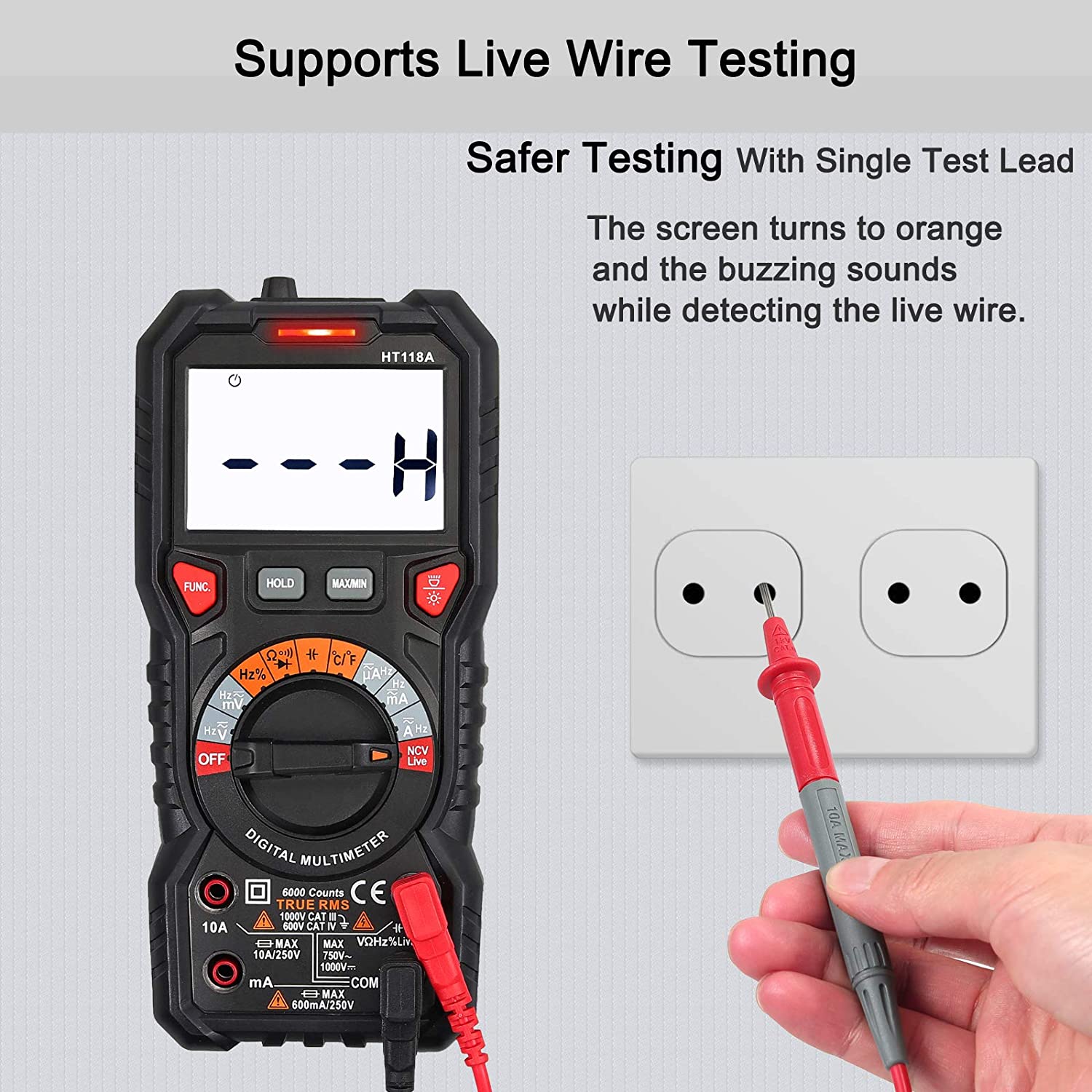 VinTeam Digital Multimeter 6000 Count TRMS Multimeter AC/DC Voltage/Current NCV Capacitance Temperature Resistance Diode Continuity with 5 Colors Multimeter Leads
